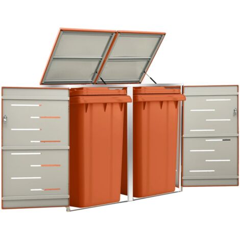 Cache-poubelle,Abri pour deux poubelles 138x77,5x112,5 cm Inox CFW47329 (1/5)
