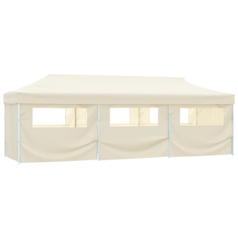Tente de réception,Barnum pliable avec 8 parois 3x9 m Blanc cassé CFW84327 (1/5)