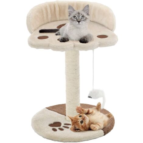 Arbre à chat,Maison pour chat,Arbre à Grimper avec griffoir en sisal 40 cm Beige et Marron CFW14410 (1/5)