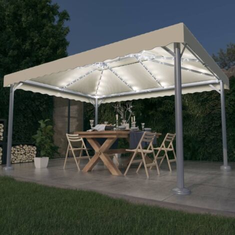 Tonnelle avec guirlande lumineuse à LED 4x3 m Crème Aluminium CFW25703 (1/5)