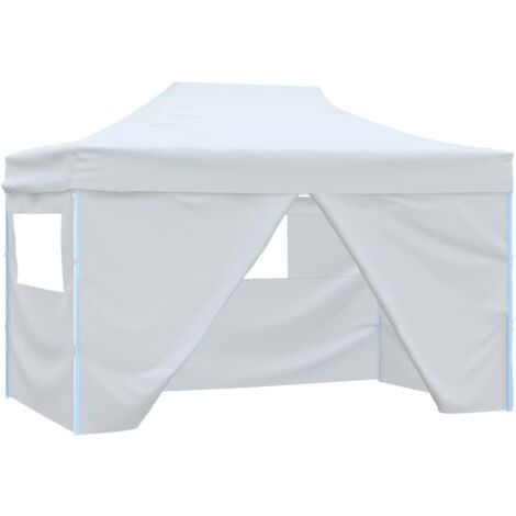 Tente de réception,Barnum pliable avec 4 parois 3x4 m Acier Blanc CFW15753 (1/5)