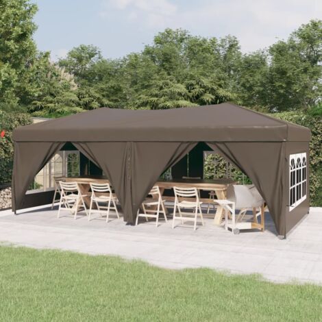 Tente de réception，Barnum pliable avec parois Taupe 3x6 m CFW22935