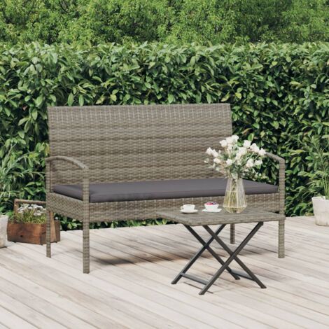 Banc de jardin,Banquette de jardin avec coussin gris 105 cm résine tressée CFW27695 (1/5)