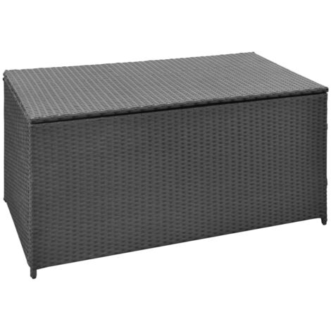 Boîte de rangement de jardin,Coffre de rangement noir 120x50x60 cm résine tressée CFW61707 (1/5)