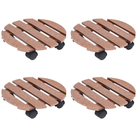 Chariots à plantes 4 pcs Marron Ø30x7,5 cm WPC CFW33933 (1/5)