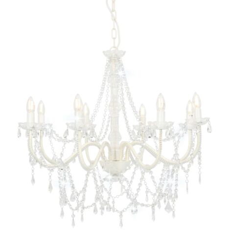 Lustre avec perles Blanc 8 ampoules E14 CFW31218 (1/5)