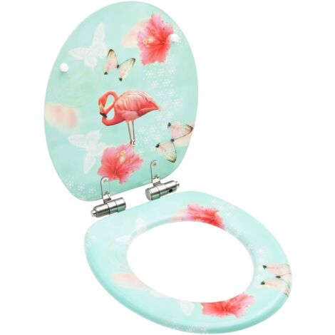 Siège WC Couvercle à fermeture en douceur MDF Flamant rose CFW57384 (1/5)