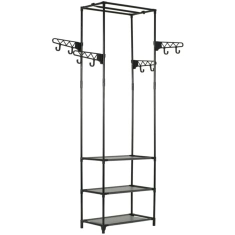 Porte-vêtements Acier et tissu non-tissé 55x28,5x175 cm Noir CFW20511 (1/5)