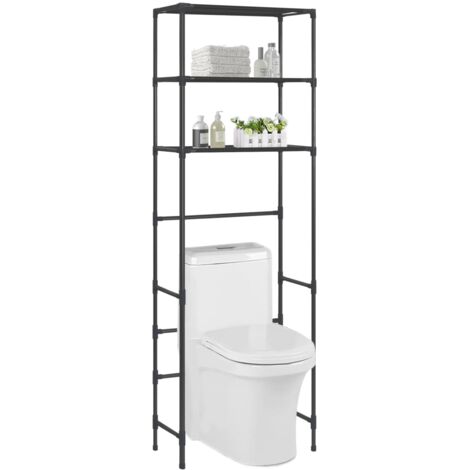 Support de rangement de toilette à 3 niveaux Noir 53x28x169 cm CFW76943