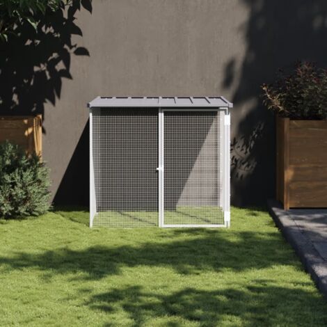Poulailler avec toit gris clair 103x98x90 cm acier galvanisé CFW46036 (1/5)