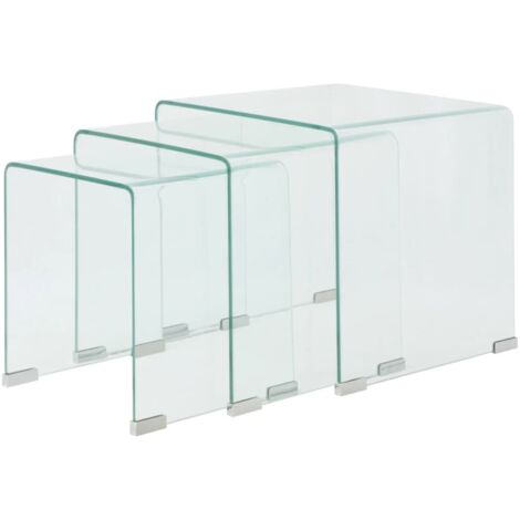 Ensemble de tables gigognes 3 Pièces Verre trempé Transparent CFW56921 (1/5)