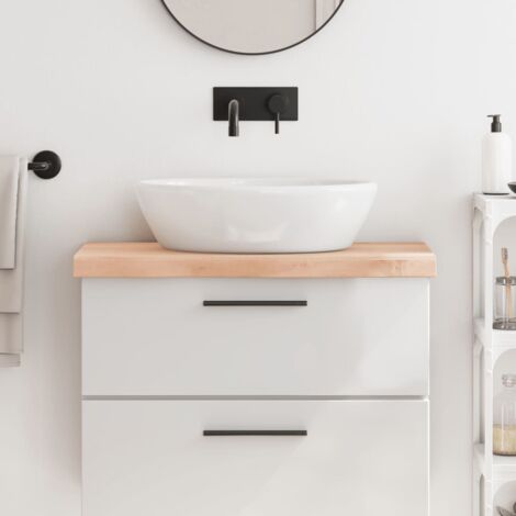 Comptoir de salle de bain 80x30x(2-6) cm bois massif non traité CFW31398 (1/5)
