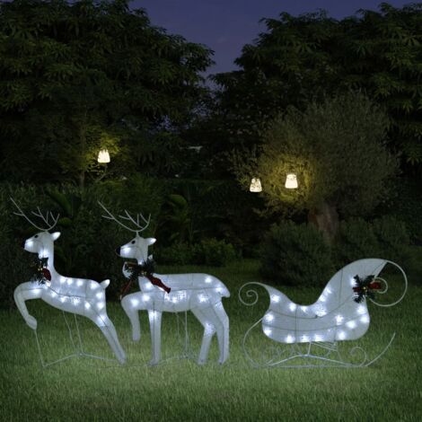 Décoration de Noël Renne et traîneau 60 LED extérieur Blanc CFW99582 (1/5)