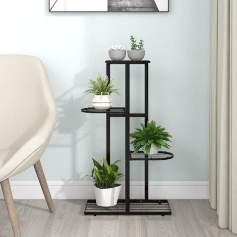 Support pour plantes 4 niveaux 43x22x76 cm Noir Métal CFW36121 (1/5)