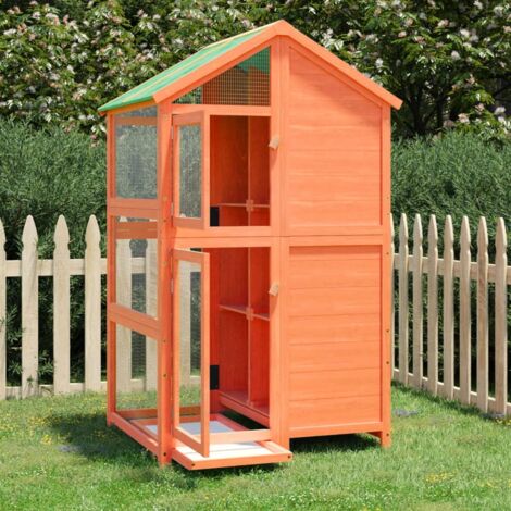 Maison à oiseaux marron 97x81x152 cm bois massif de pin CFW57639 (1/5)