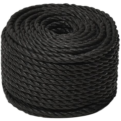 Corde de travail, Corde de Chanvre, pour la Décoration, le Bricolage, le Jardinage Noir 14 mm 25 m polypropylène OIB5402E (1/5)