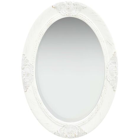 Miroir mural，Miroir Entrée Maison Salle de Bain，Miroir Décoratif style baroque 50x70 cm Blanc CVW75918