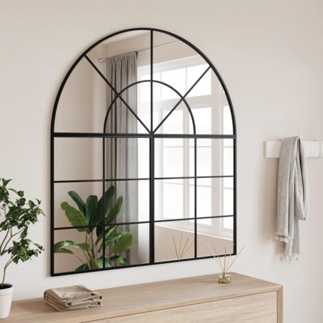 Miroir mural,Miroir Entrée Maison Salle de Bain,Miroir Décoratif noir 100x110 cm arche fer CVW70216 (1/5)