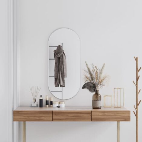 Miroir mural,Miroir Entrée Maison Salle de Bain,Miroir Décoratif Argenté 100x45 cm Ovale CVW64548 (1/5)