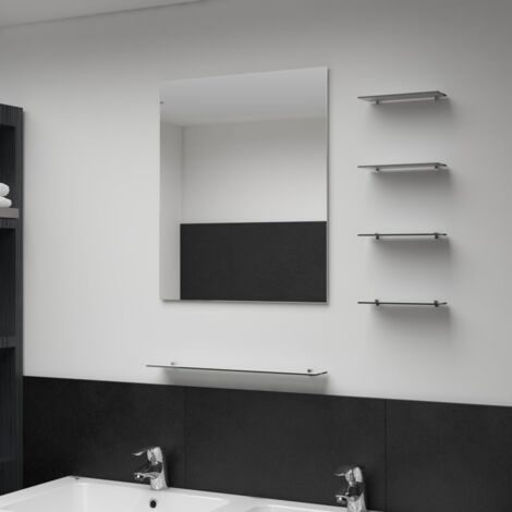 Miroir mural,Miroir Entrée Maison Salle de Bain,Miroir Décoratif avec 5 étagères Argenté 50 x 60 cm CVW92646 (1/5)