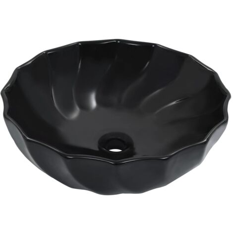 Vasque à poser Lavabo Évier à poser Bac à laver 46x17 cm Céramique Noir CVW92977 (1/5)