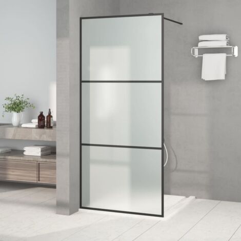Paroi de douche  Écran de douche  Paroi fixe Noir 90x195 cm Verre ESG dépoli CVW81964 (1/5)