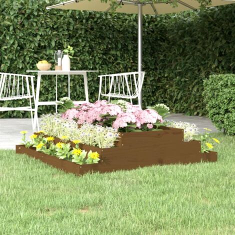 Jardinière Pot de Fleurs Marron miel 110x110x27 cm Bois massif de pin CVW25750 (1/5)