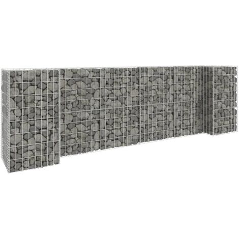 Jardinière Pot de Fleurs à gabion en H Fil d'acier 260x40x80 cm CVW88202 (1/5)
