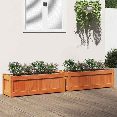 2 pcs Jardinière Pot de Fleurss cire marron bois de pin massif CVW59884 (1/5)