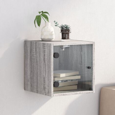 Table de chevet Table d'appoint Table de nuit avec porte en verre sonoma gris 35x37x35 cm CVW62477 (1/5)