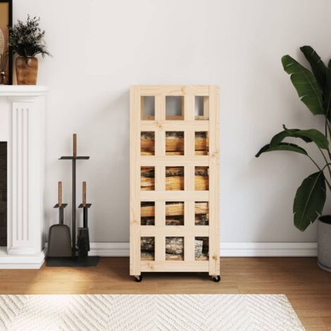 Porte-bûches  Range bûches extérieur avec roulettes 40x49x110 cm bois massif de pin CVW39185