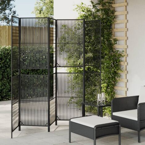 Cloison de séparation Paravent Séparateur pliable 6 panneaux noir résine tressée CVW50740 (1/5)