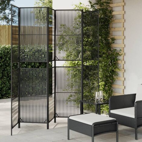 Cloison de séparation Paravent Séparateur pliable 6 panneaux noir résine tressée CVW44642 (1/5)