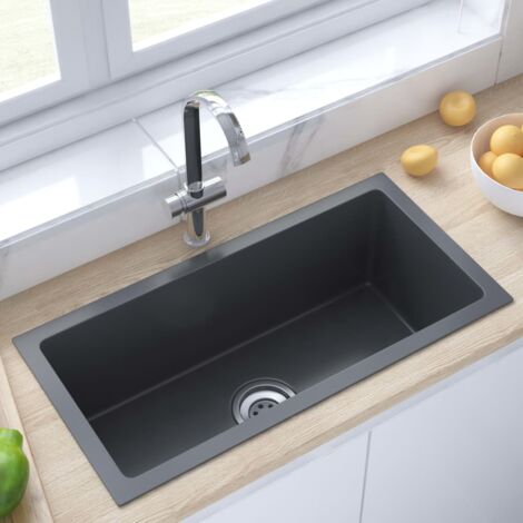 Évier de cuisine  Lavabo de cuisine  Évier à poser fait main Noir Acier inoxydable CVW94135