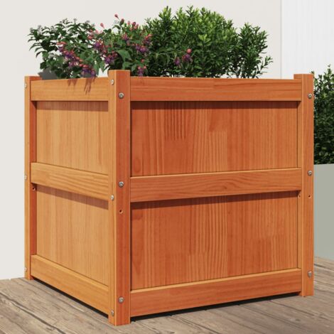 Jardinière  Pot de Fleurs cire marron 60x60x60 cm bois de pin massif CVW19343 (1/5)