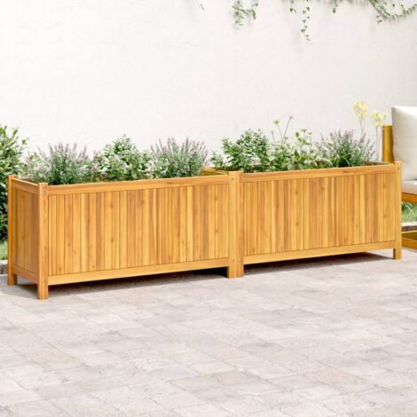 Jardinière Pot de Fleurs avec doublure 199x38,5x50 cm bois massif d'acacia CVW26775 (1/5)