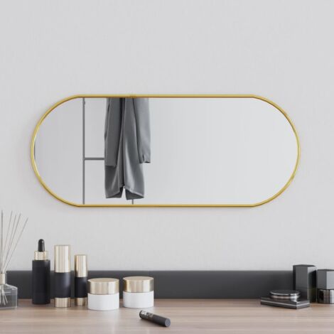 Miroir mural,Miroir Entrée Maison Salle de Bain,Miroir Décoratif Doré 60x25 cm Ovale CVW39504 (1/5)