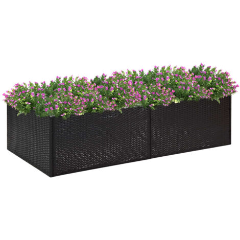 Pot De Fleurs En Polyester 150x50x40 Cm Noir De Jais Ral 9005
