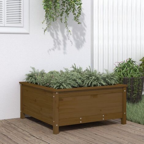 Jardinière Pot de Fleurs marron miel 82,5x82,5x39 cm bois massif de pin CVW96622 (1/5)