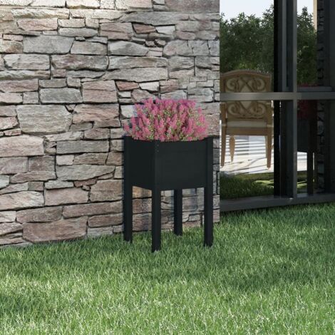 Jardinière Pot de Fleurs d'extérieur Noir 40x40x70 cm Bois de pin massif CVW40217 (1/5)