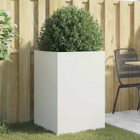 Jardinière Pot de Fleurs blanc 52x48x75 cm acier CVW88460 (1/5)