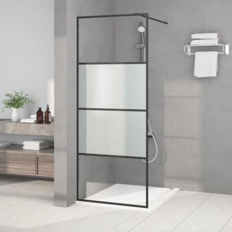 Paroi de douche  Écran de douche  Paroi fixe Noir 80x195 cm Verre ESG demi-dépoli CVW28115 (1/5)
