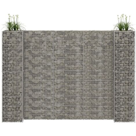 Jardinière  Pot de Fleurs à gabion en H Fil d'acier 260x40x200 cm CVW62807 (1/5)