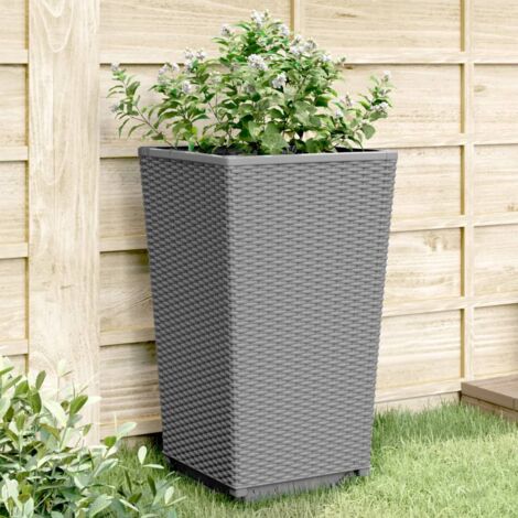 2 pcs Jardinière Pot de Fleurss gris clair 32,5x32,5x57 cm polypropylène CVW47005 (1/5)