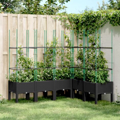 Jardinière Pot de Fleurs avec treillis noir 160x120x142,5 cm PP CVW96638 (1/5)