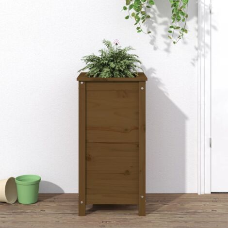 Jardinière Pot de Fleurs marron miel 40x40x78 cm bois massif de pin CVW26056 (1/5)
