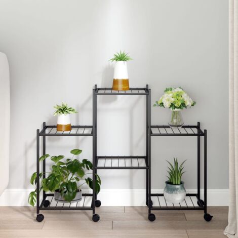Jardinière Pot de Fleurs avec roues 83x25x63,5 cm Noir Fer CVW42514 (1/5)