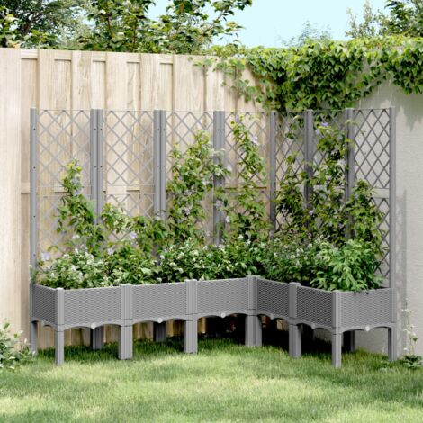 Jardinière Pot de Fleurs avec treillis gris clair 160x120x142 cm PP CVW56992 (1/5)