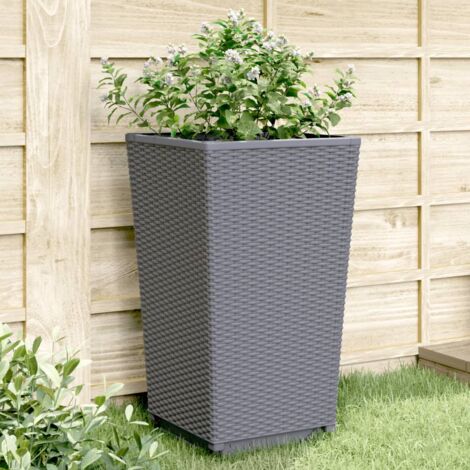 2 pcs Jardinière Pot de Fleurss bleu gris 32,5x32,5x57 cm PP CVW93089 (1/5)