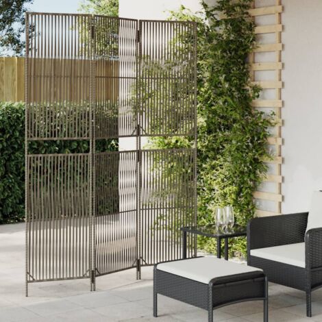 Cloison de séparation Paravent Séparateur pliable 3 panneaux gris résine tressée CVW78526 (1/5)